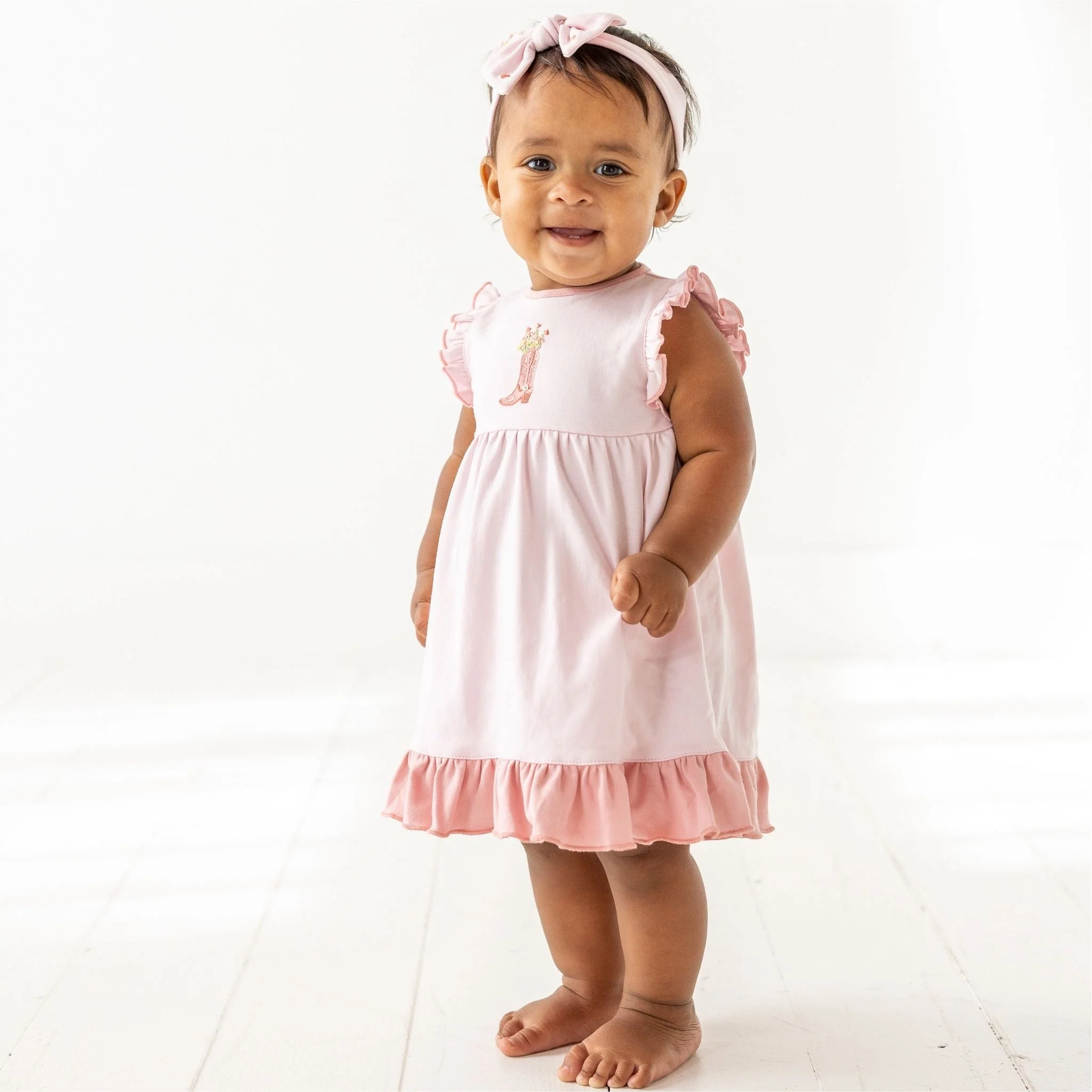 Boots and Blooms Dress - Pink - Image 4